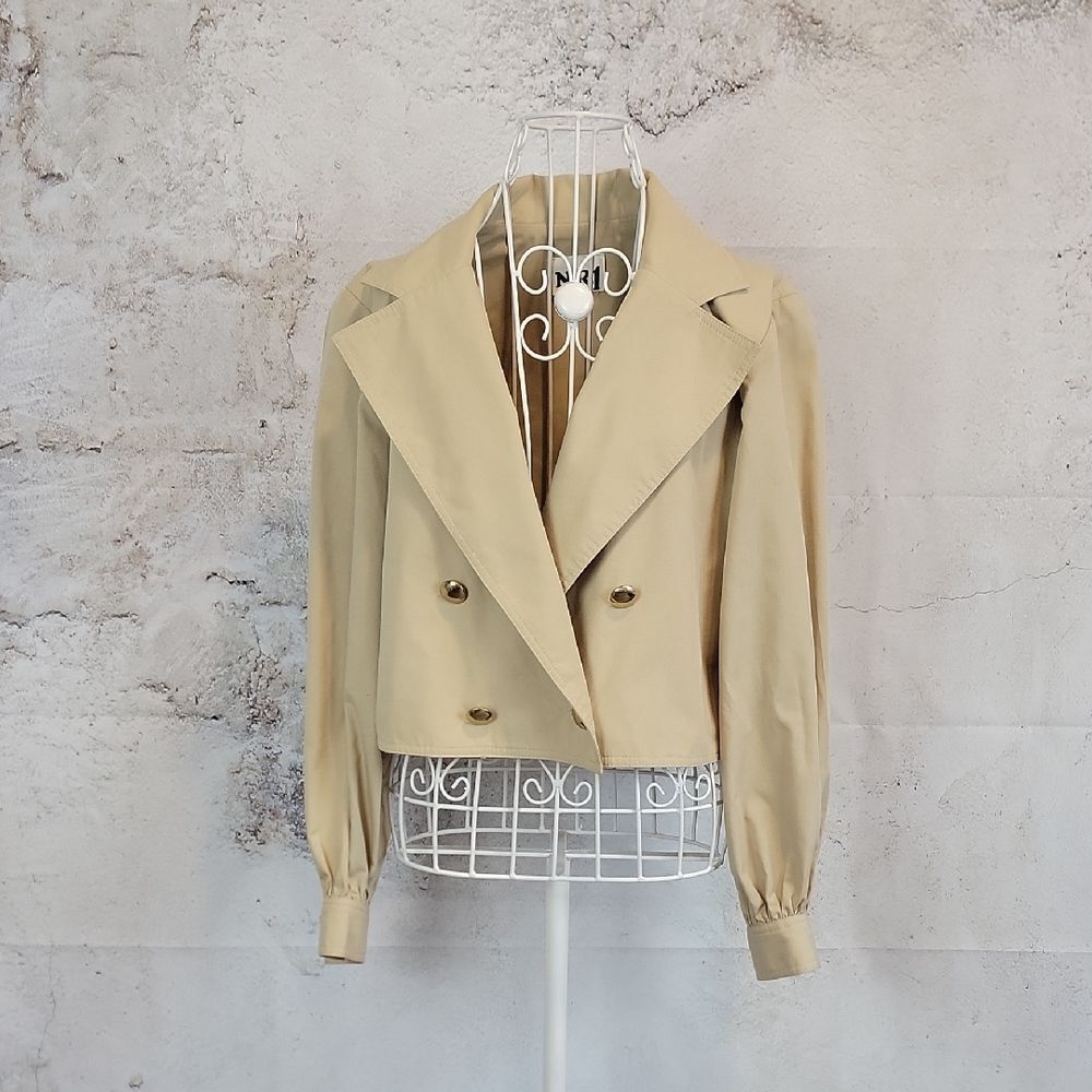 N.R.1 Vintage Jacket Double-Breasted Cropped Trenchcoat - Tan Womens Size M